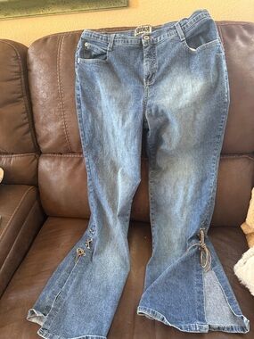 torrid Blue Flare Jeans with Side Tie Detail